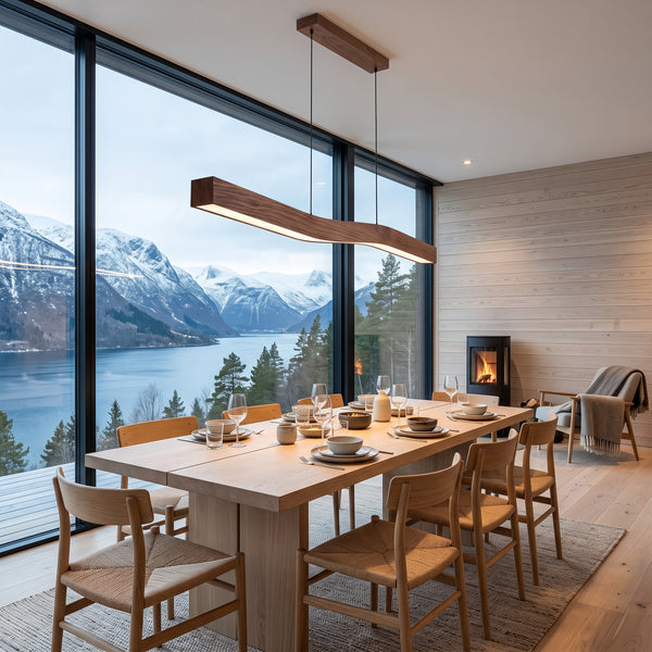 LED hengelampe Tromsø, sort, jern, lengde 120 cm