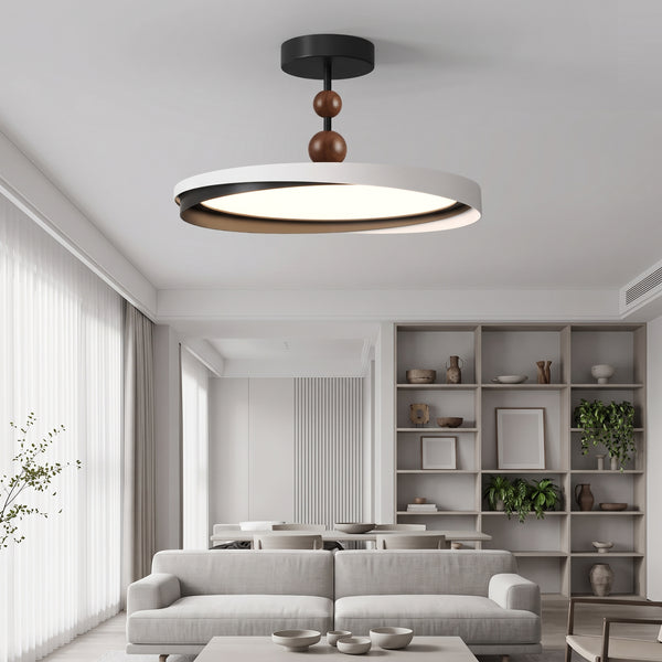 LED hengelampe Solnedgang, valnøttfarge, aluminium, dimbar, Ø 48 cm