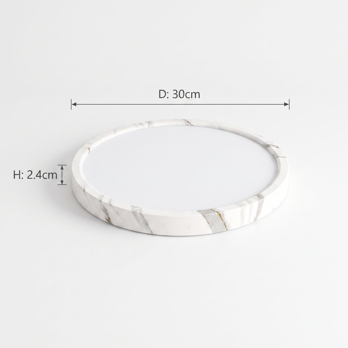 LED plafond Gjøvik, hvit marmortekstur, Ø 30 cm