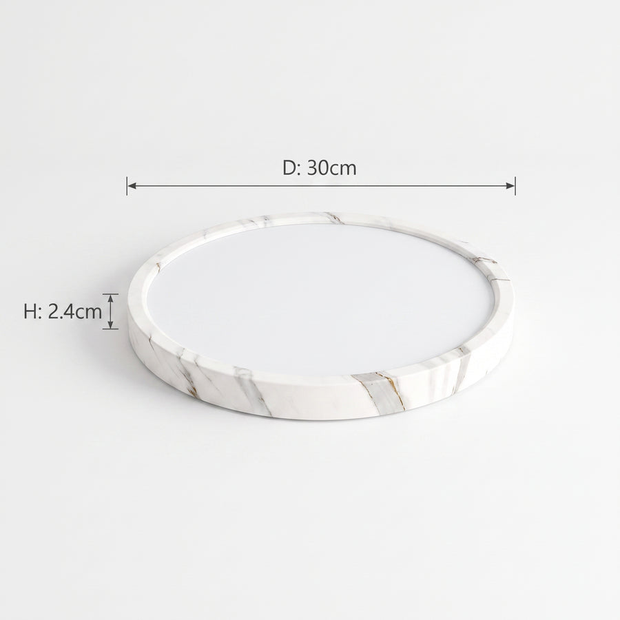 Dimensjoner LED plafond Gjøvik, hvit marmortekstur, Ø 30 cm