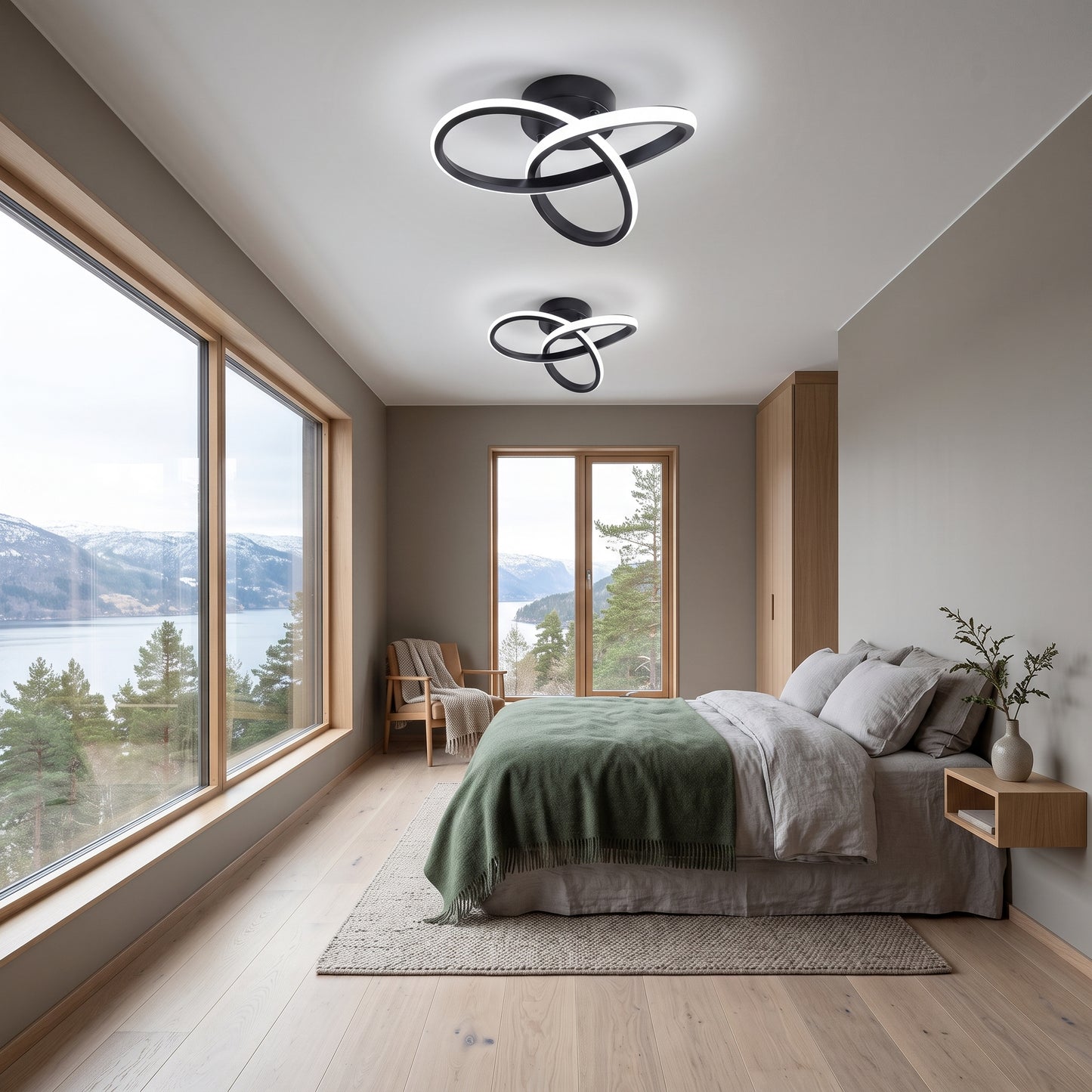 LED plafond Isbre, sølv, aluminium, Ø 24 cm