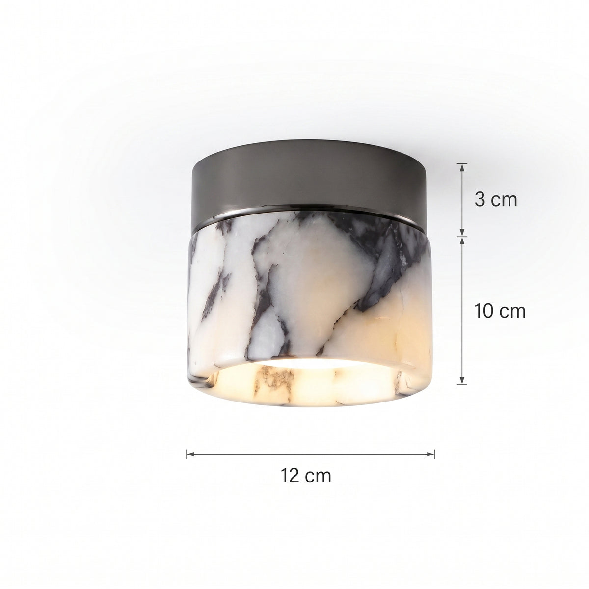 LED takspot Skien, marmor og metall, varm hvit, Ø 12 cm