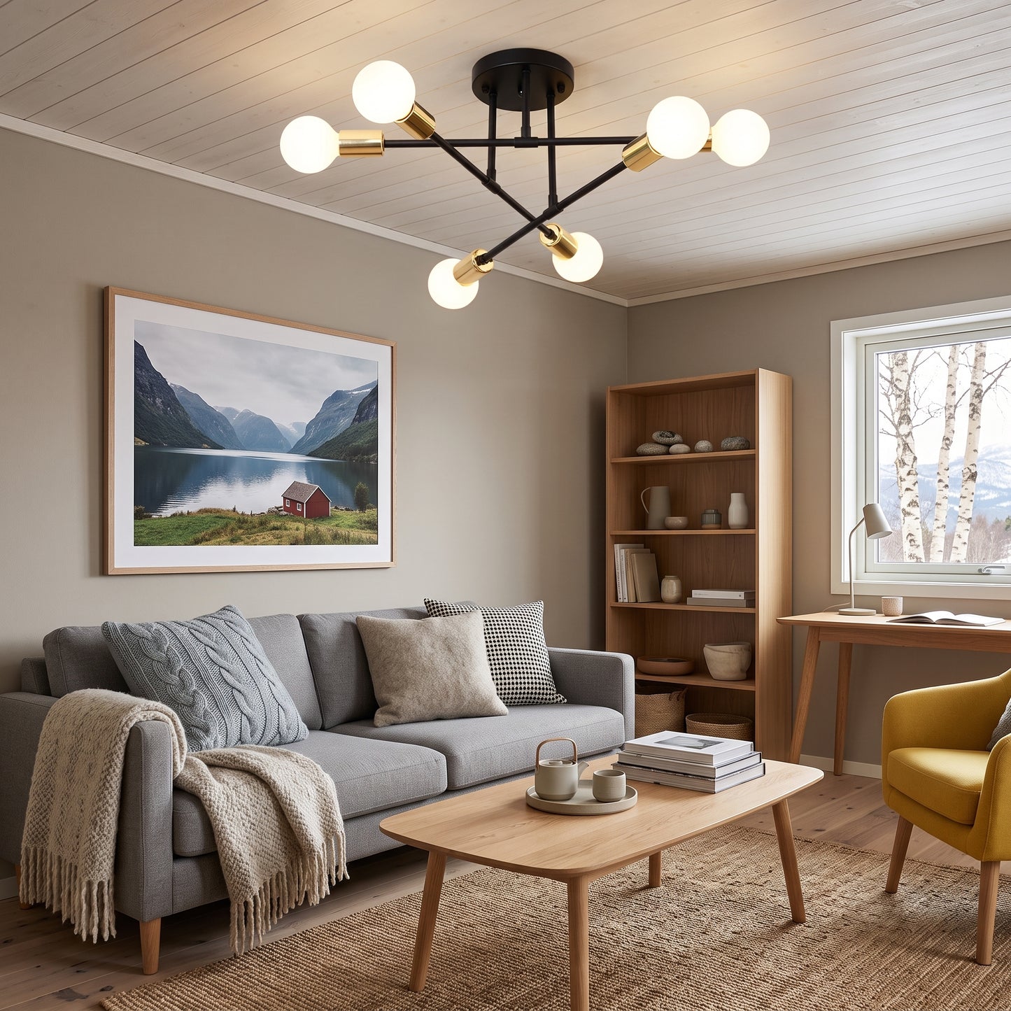 Pendellampe Narvik, sort, jern, E27, lengde 70 cm