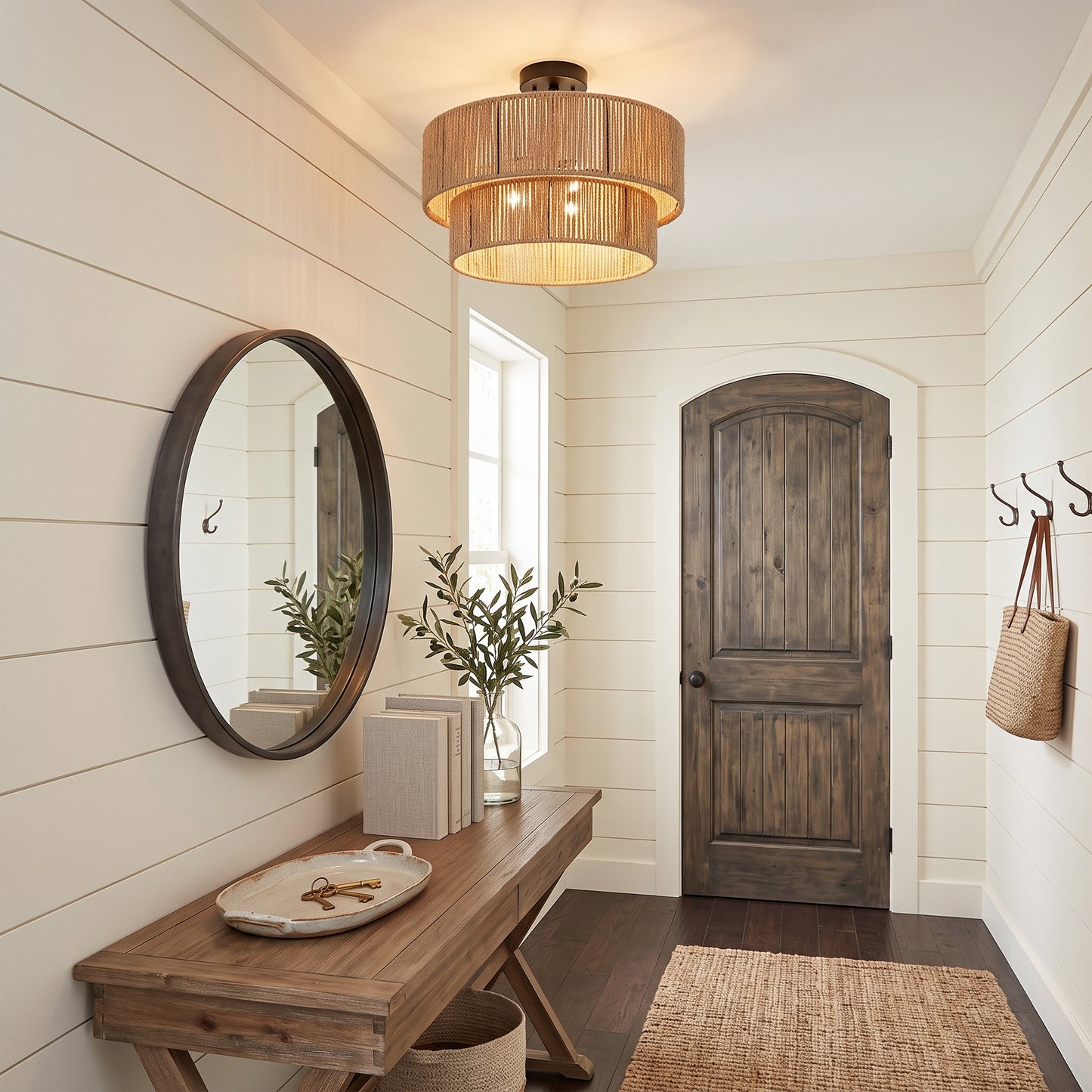 Plafond Elv, naturlig, tre, Ø 30 cm, E27