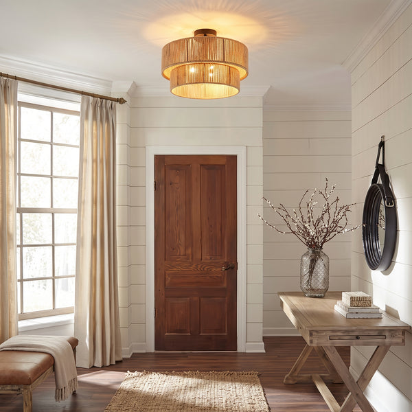 Plafond Elv, naturlig, tre, Ø 30 cm, E27