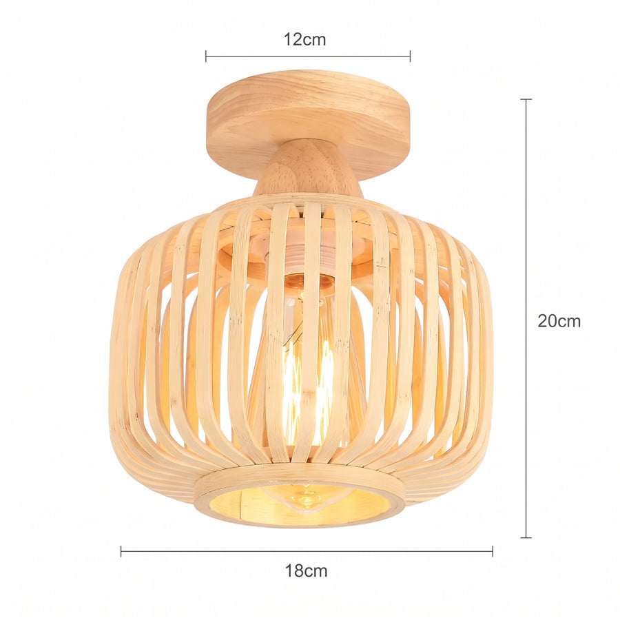 Dimensjoner Hengelampe Flåm, naturlig, bambus, Ø 18 cm, E27