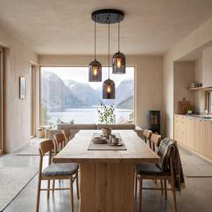 Hengelampe Tønsberg, ravfarget glass, E27, justerbar høyde