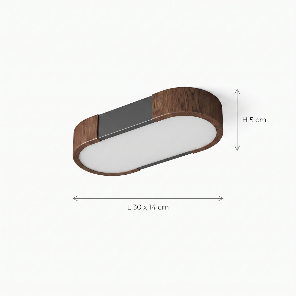 LED plafond Skog, valnøtt/hvit, jern, 30x14 cm
