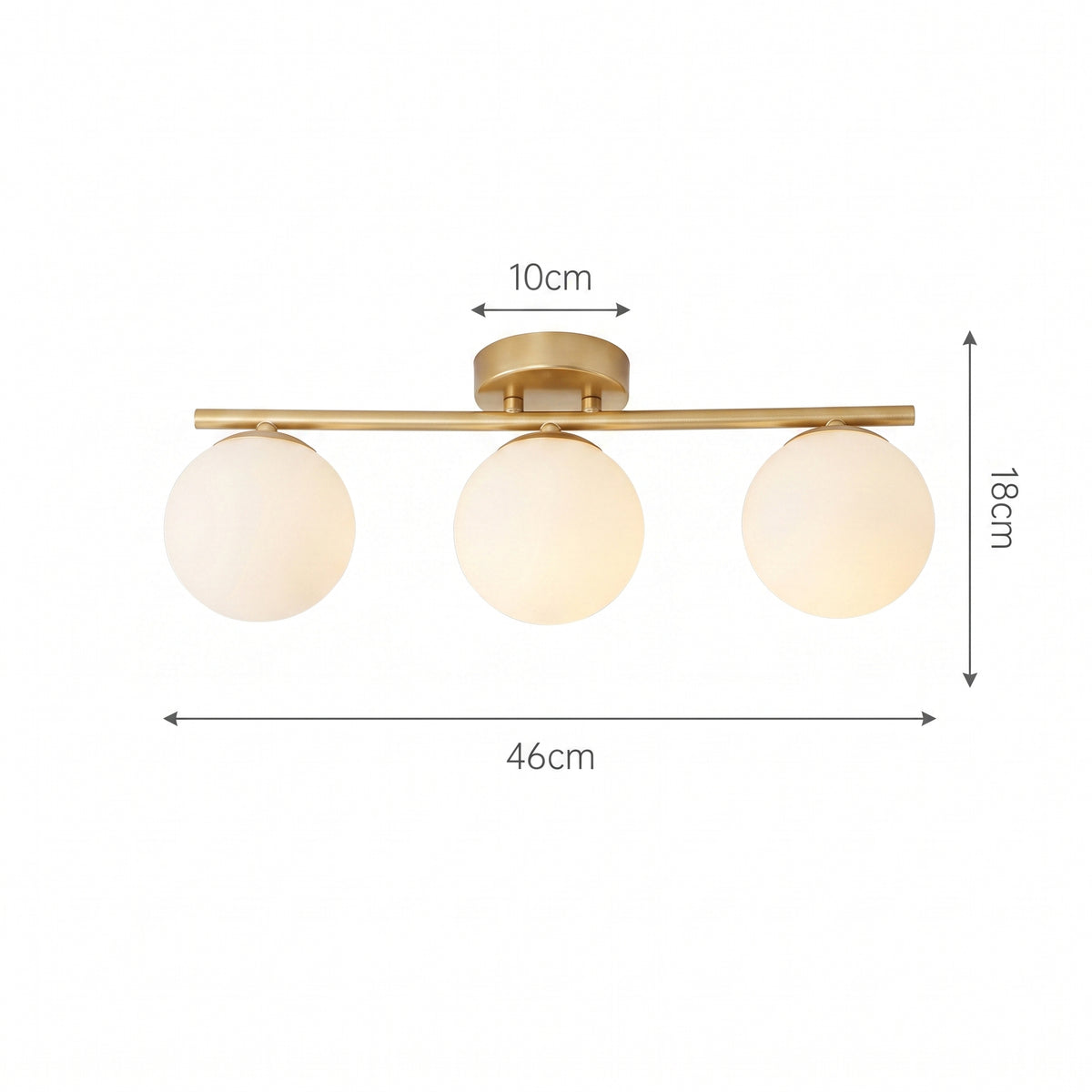 Plafond Midnattssol, gull, glass/jern, G9, 46cm
