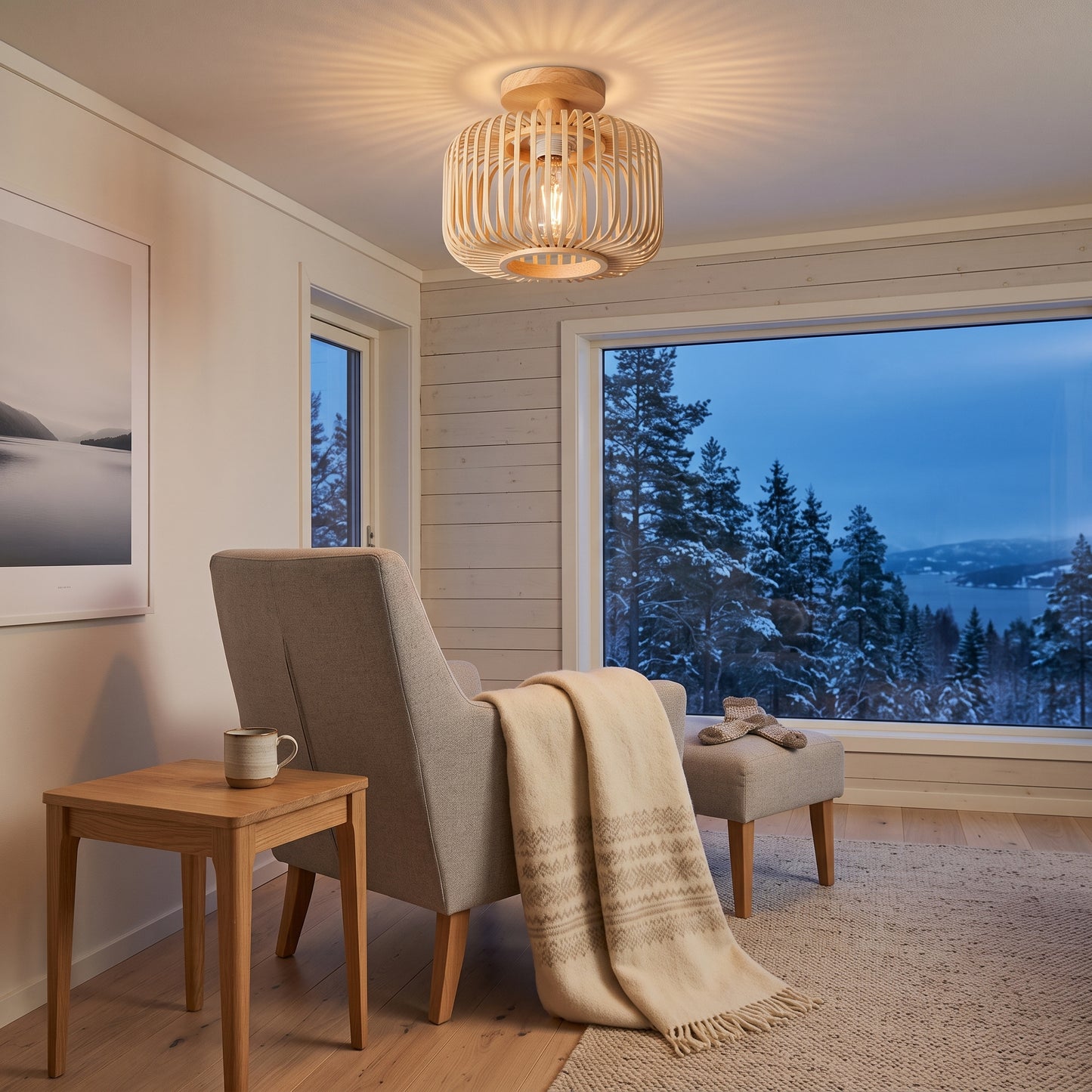 Hengelampe Flåm, naturlig, bambus, Ø 18 cm, E27
