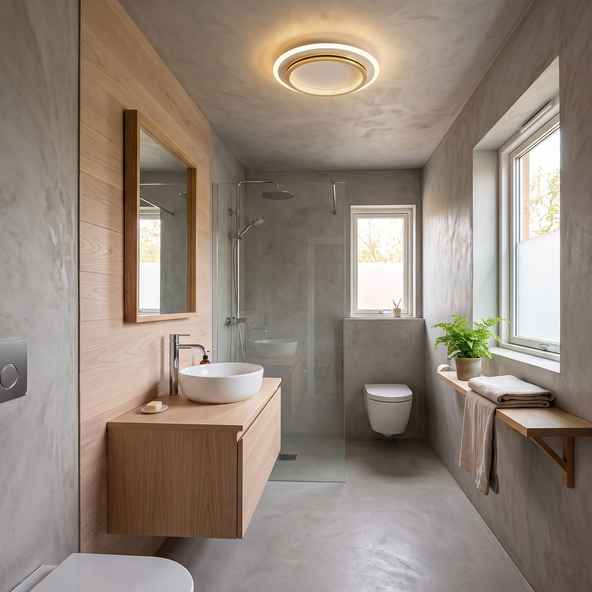 LED plafond Sandnes, gull, smijern og akryl, dimbar, Ø 25 cm