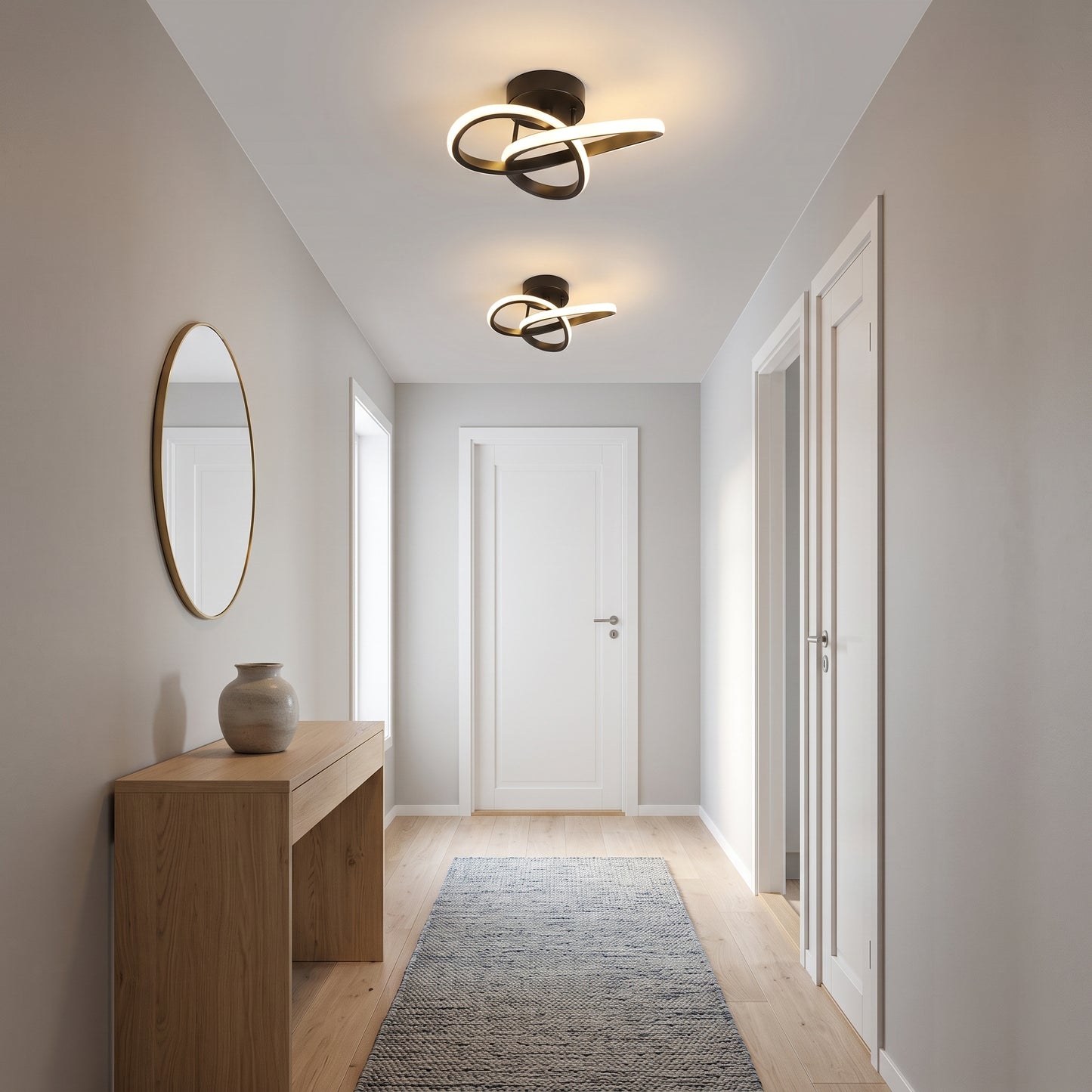LED plafond Isbre, sølv, aluminium, Ø 24 cm