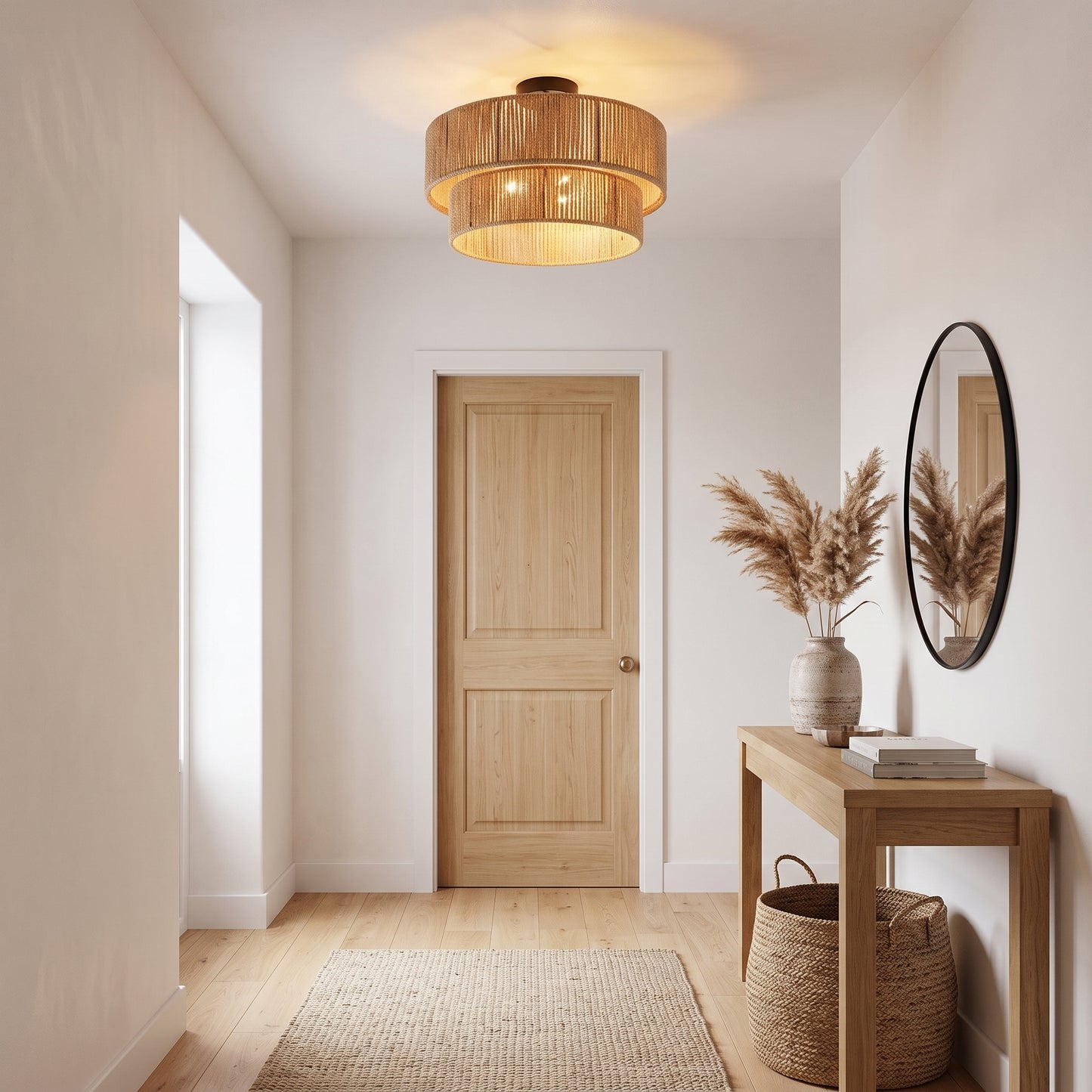 Plafond Elv, naturlig, tre, Ø 30 cm, E27