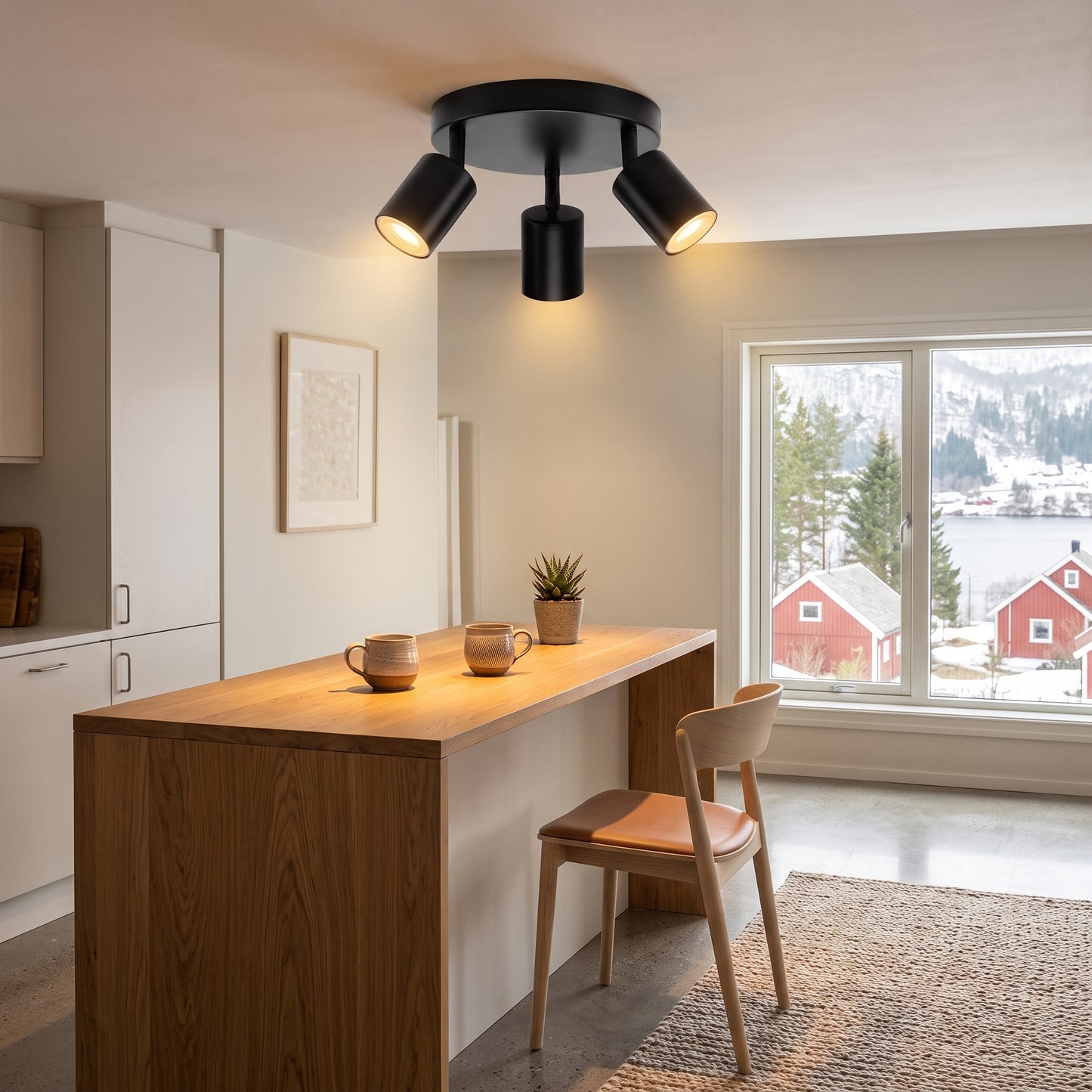 Takspot Bodø, sort, aluminium, rund, 3 spotlights, GU10, Ø 30 cm