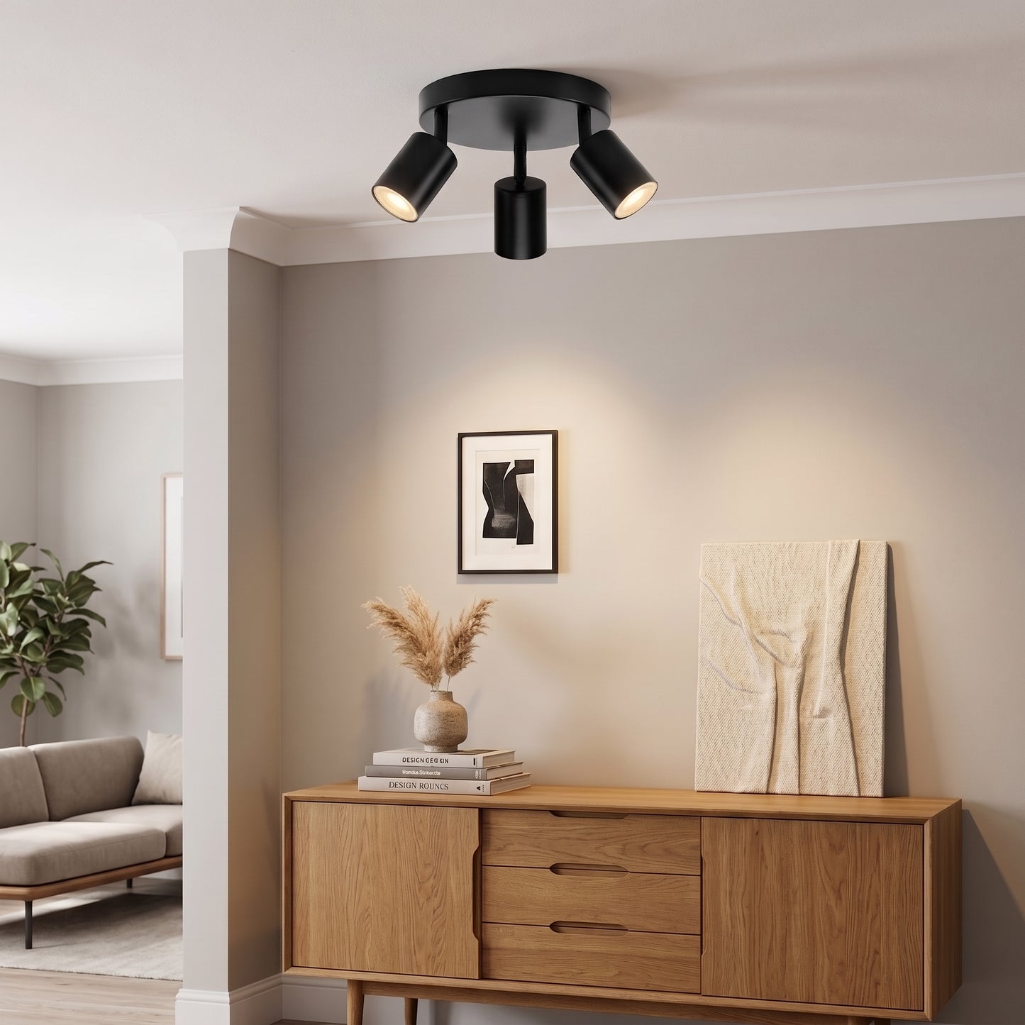 Takspot Bodø, sort, aluminium, rund, 3 spotlights, GU10, Ø 30 cm