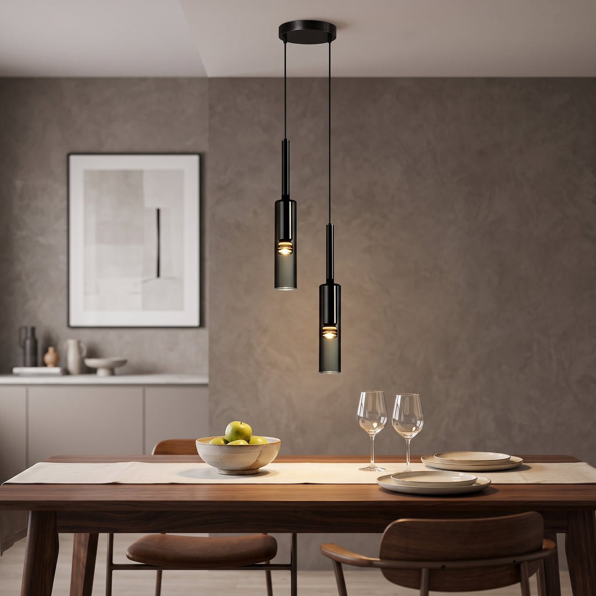 Hengelampe Larvik, glass, E14, justerbar høyde