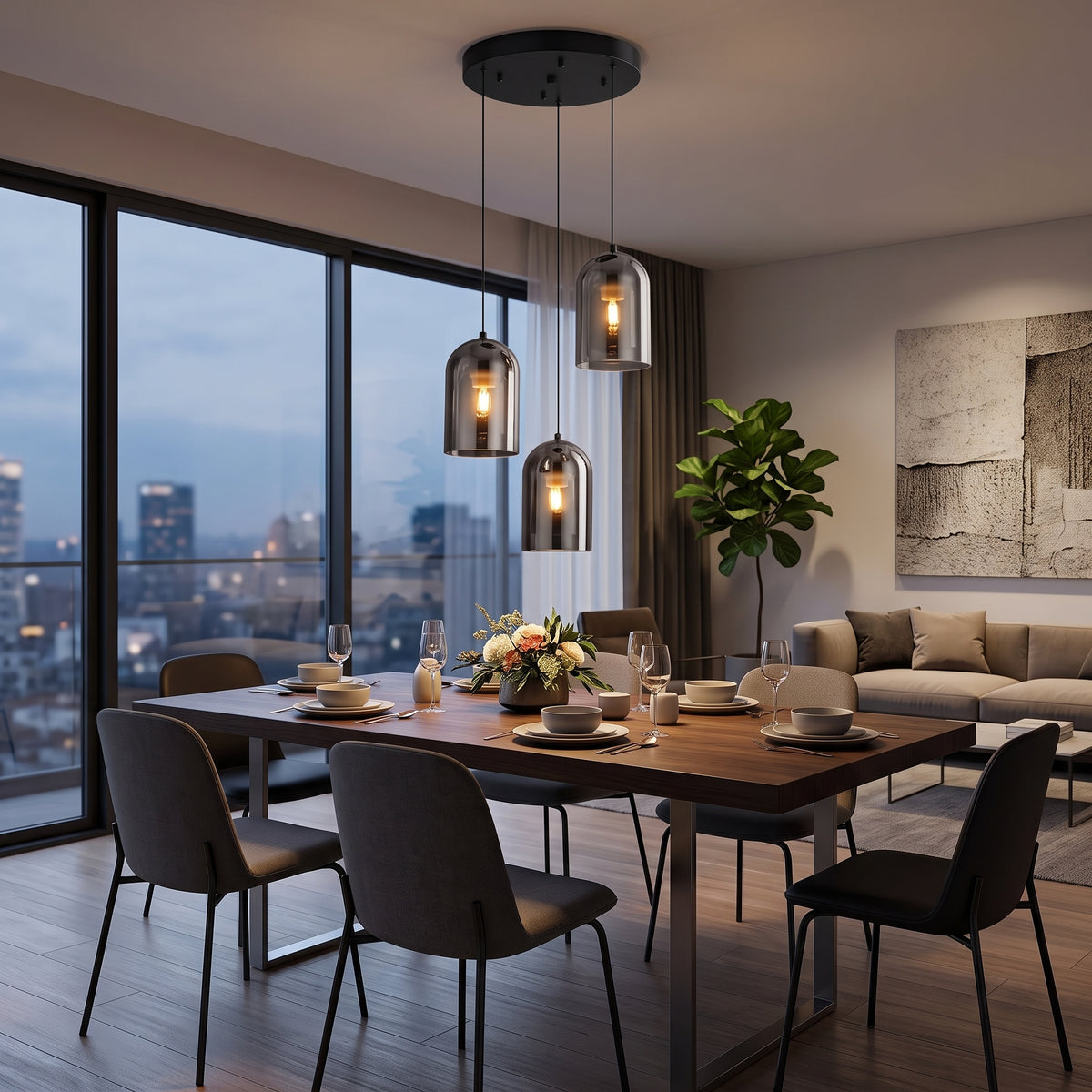Hengelampe Tønsberg, ravfarget glass, E27, justerbar høyde