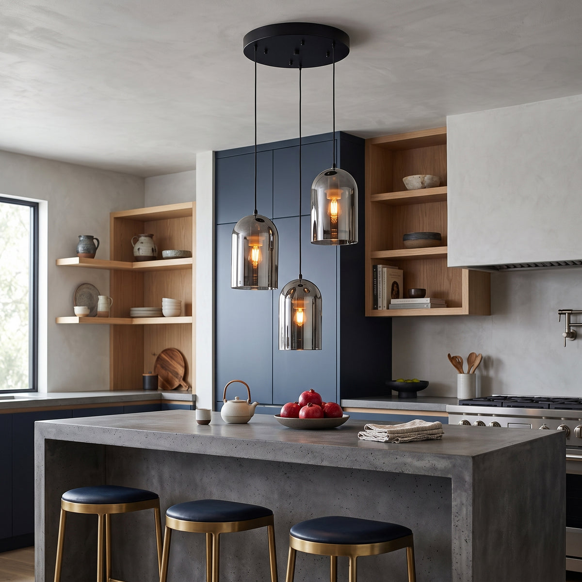 Hengelampe Tønsberg, ravfarget glass, E27, justerbar høyde