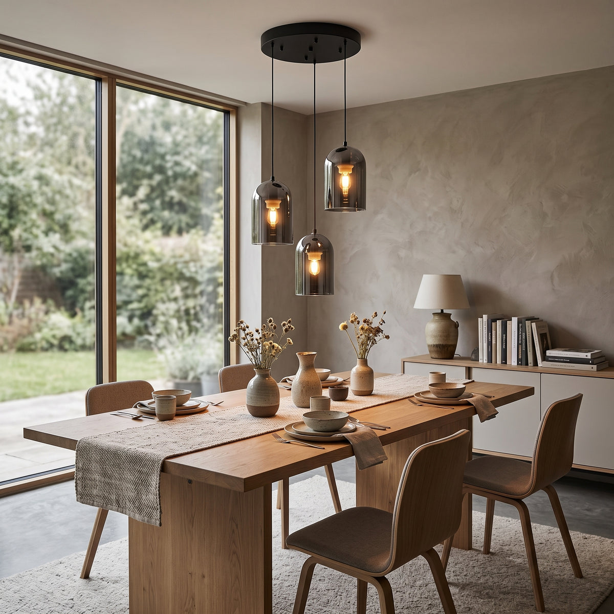 Hengelampe Tønsberg, ravfarget glass, E27, justerbar høyde