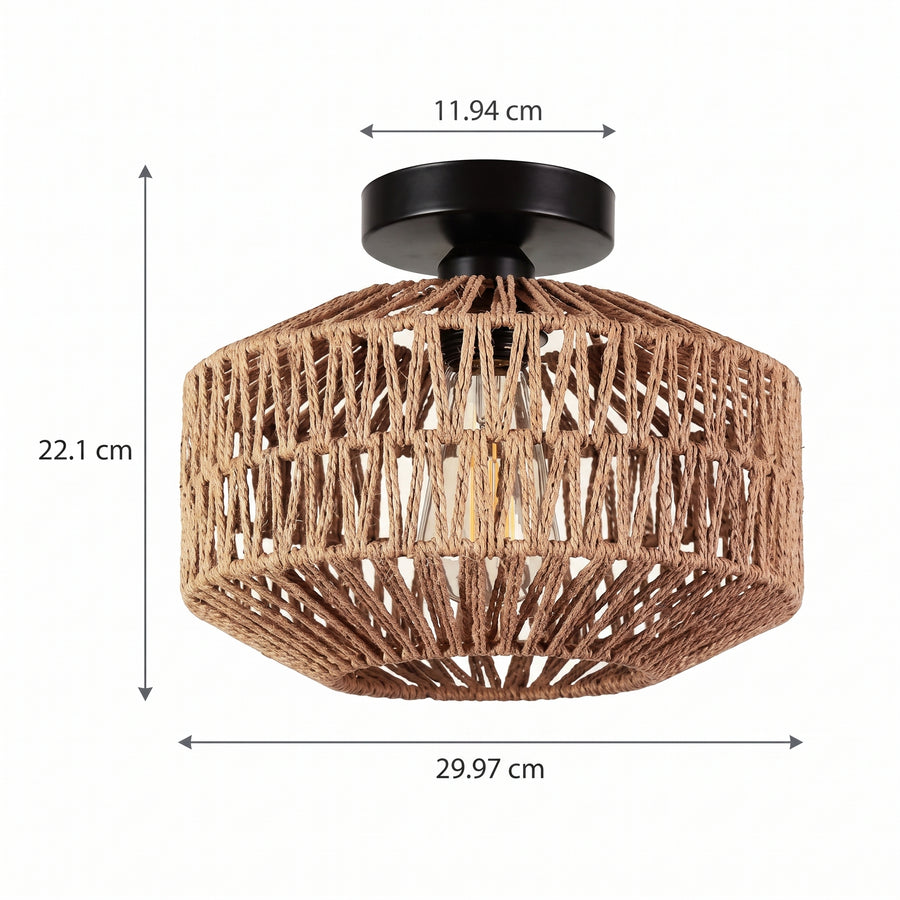 Dimensjoner Hengelampe Viken, naturlig, rotting, Ø 45 cm, E27