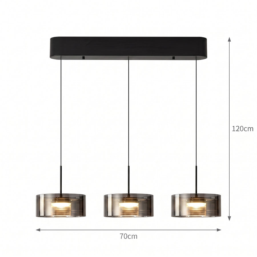 Dimensjoner LED hengelampe Telemark, glass, dimbar, lengde 70/120 cm