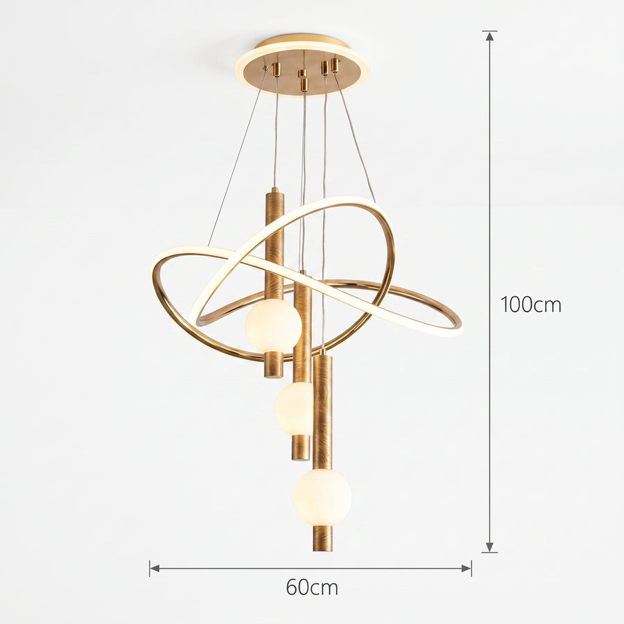 Dimensjoner LED hengelampe Trondheim, gull, metall, dimbar, lengde 60 cm