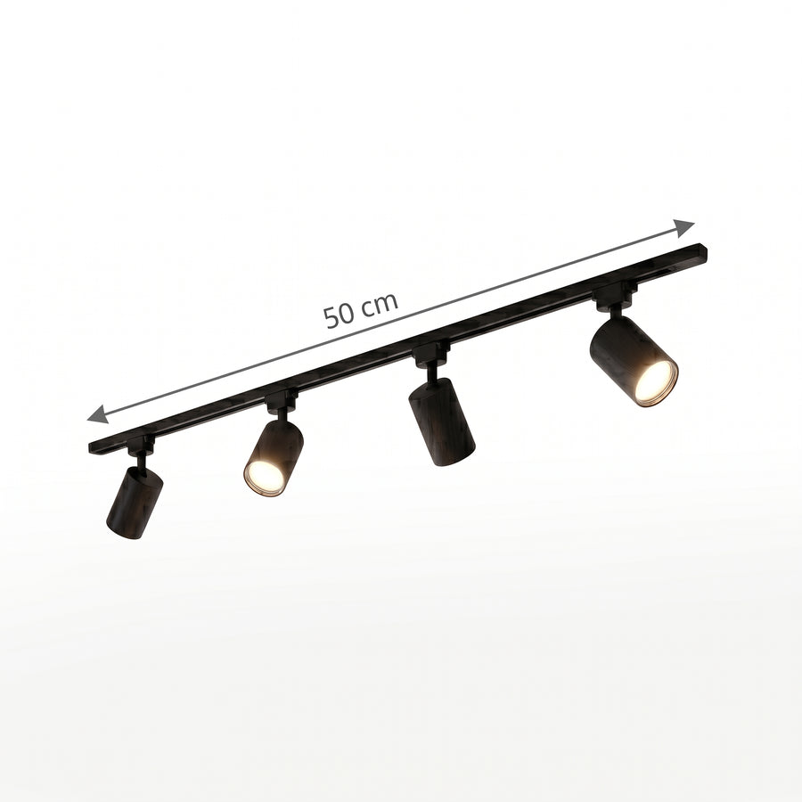 Dimensjoner LED skinnesystem Viking, sort, aluminium, 4 spotlights, 20W, lendge 50 cm