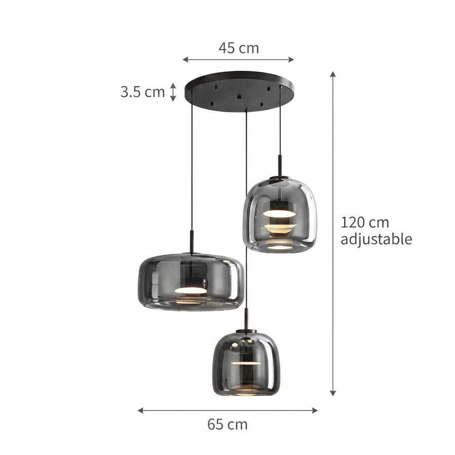 Dimensjoner Pendellampe Odin, sort/tre, jern/tre, E27, Justerbar høyde