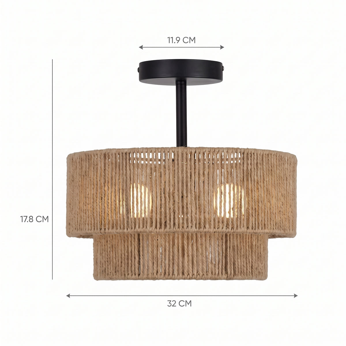 Plafond Elv, naturlig, tre, Ø 30 cm, E27