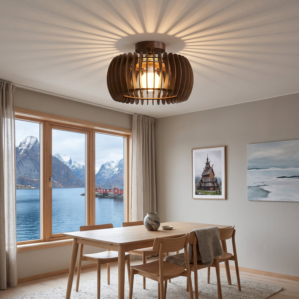 Plafond Trolltunga, sort, jern, Ø 40 cm, E27